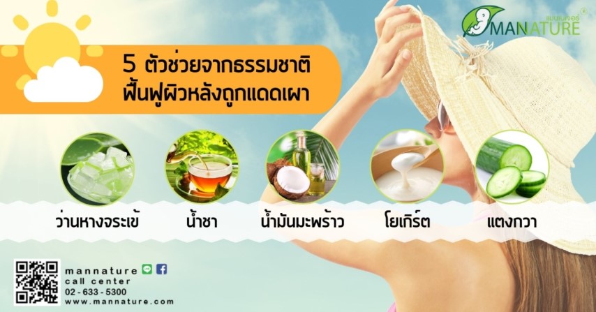 5 ตัวช่วยจากธรรมชาติ ฟื้นฟูผิวหลังถูกแดดเผา